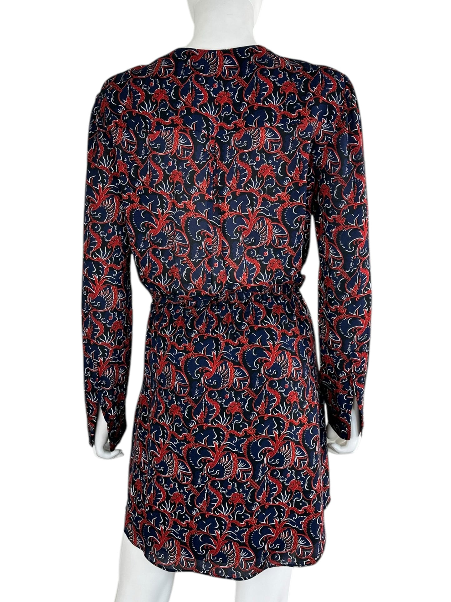 A.L.C Navy and Red Casual Dress 100% SILK Size 6