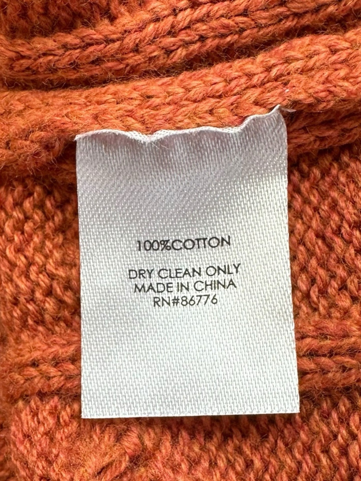 j. society Orange Cable Knit Sweater Size S
