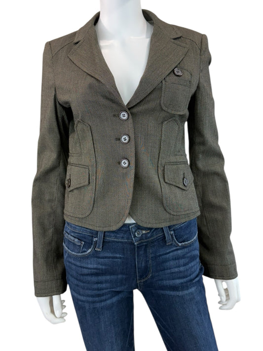 BCBGMAXAZRIA NWT Brown Herringbone Cropped Jacket Size S