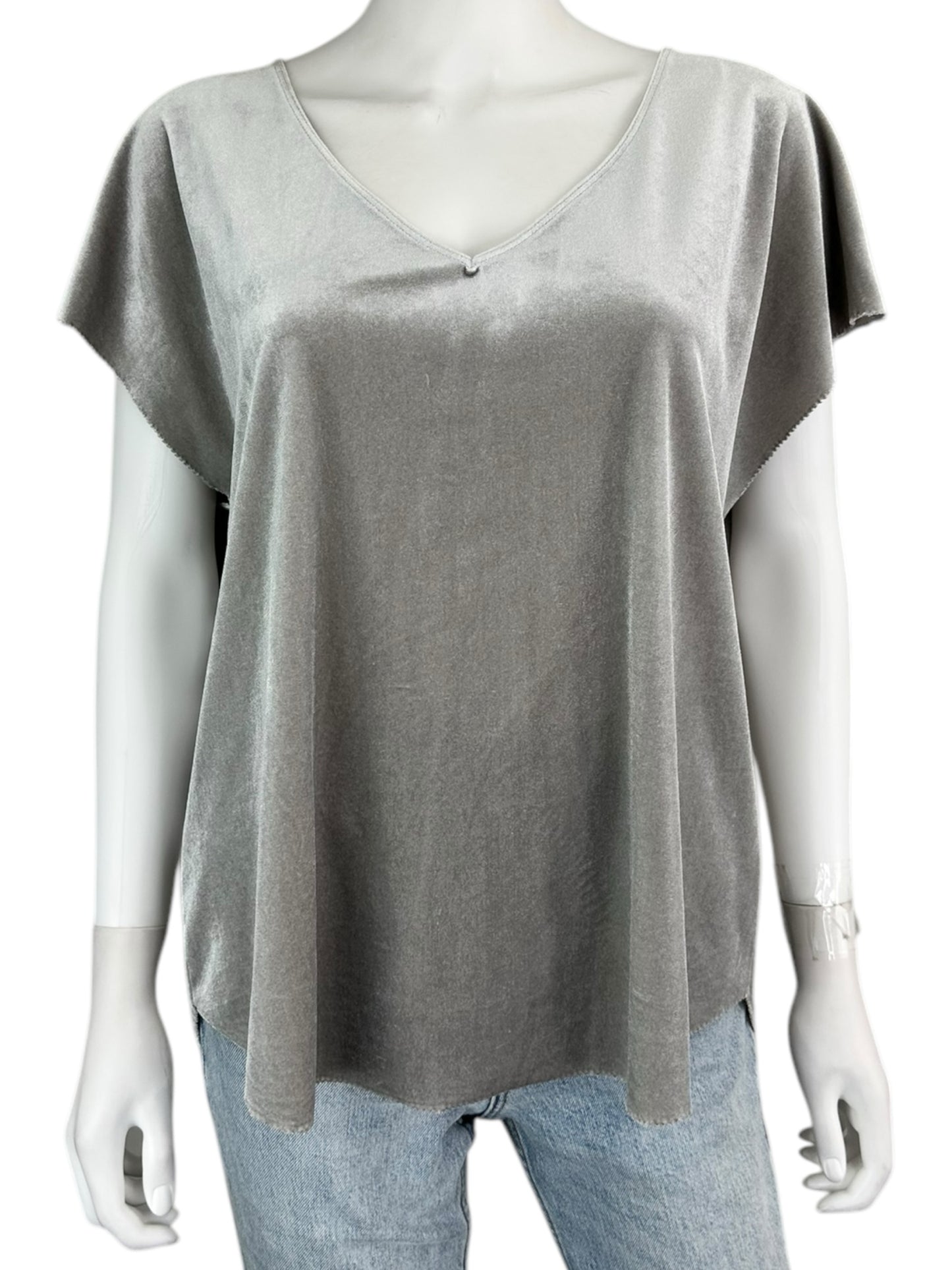 GF Collection Gray Velvet Blouse Size L