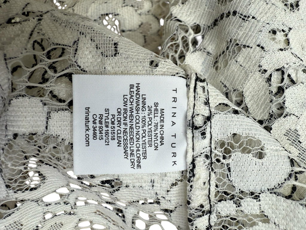TRINA TURK White Floral Martigues Lace Top Size S