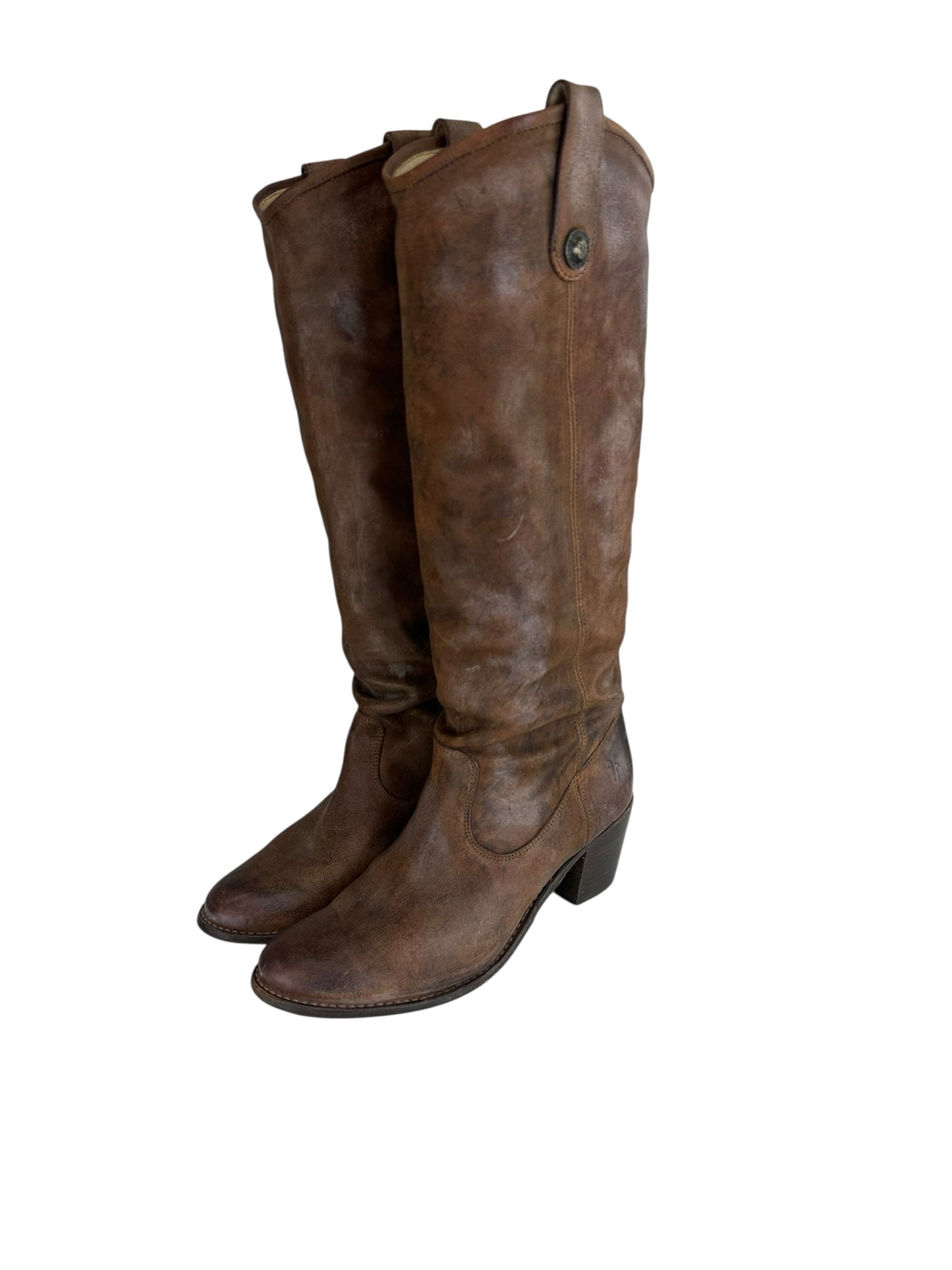 Frye Brown Leather Jackie Button Boots Size 9