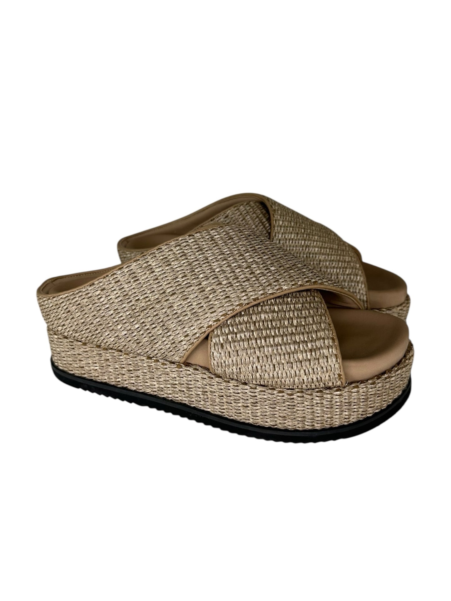ROAM Cross Stack Raffia Platform Sandal Size 10