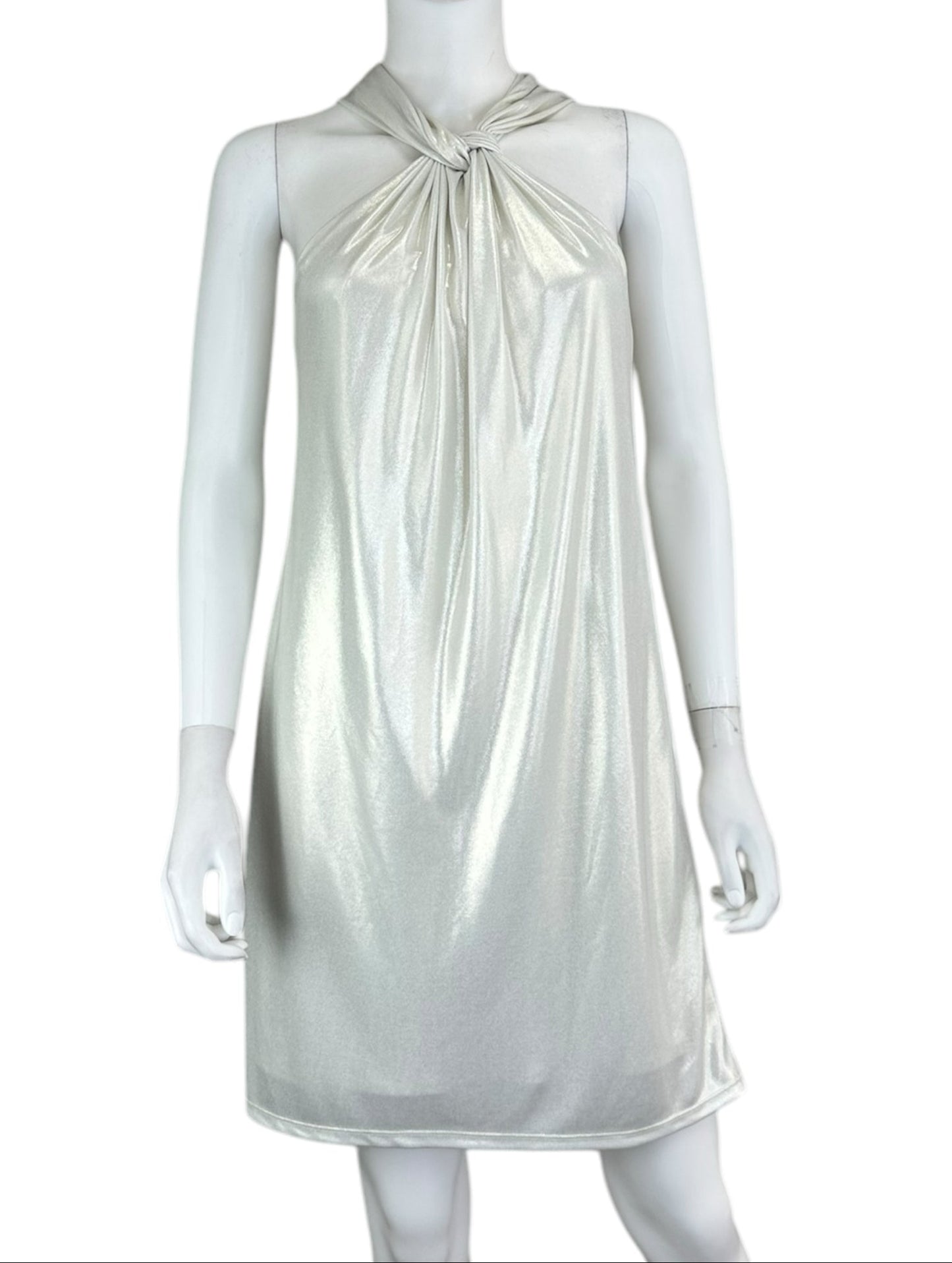 HALSTON Champagne Halter Mini Dress Size M