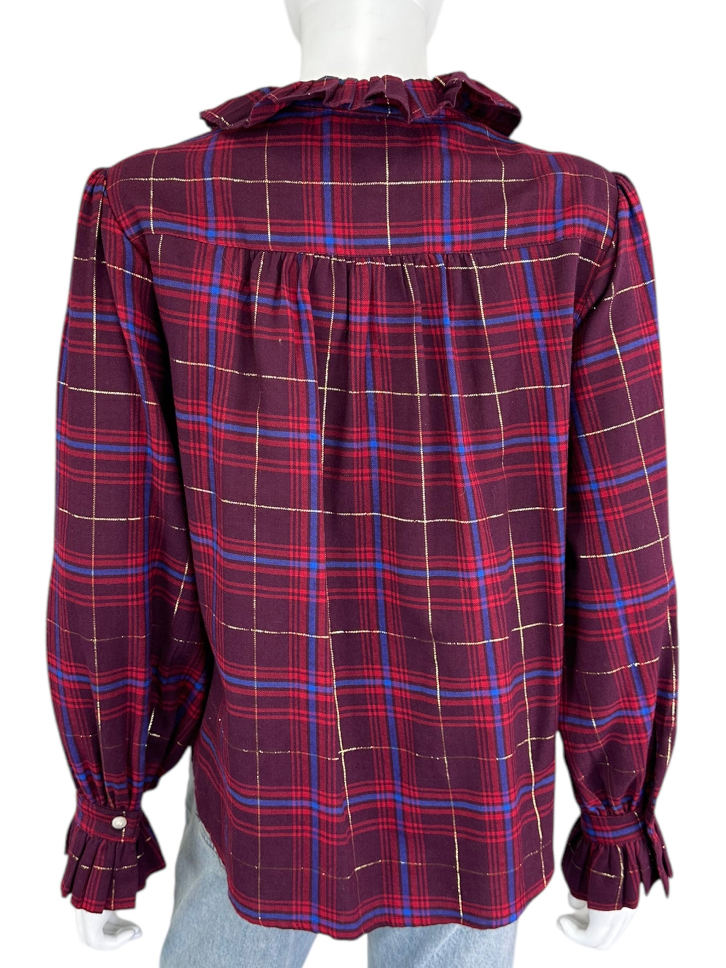 KOCH Red and Gold Ruffle Button-Down Size S