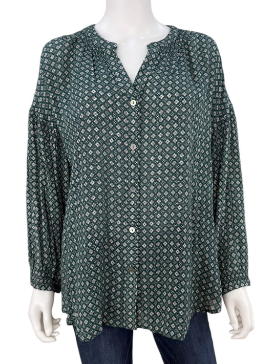 j.jill NWT Green Floral Print Blouse Size XL