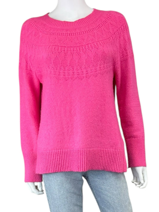 Talbots Pink Textured Yoke Wool Sweater Size S