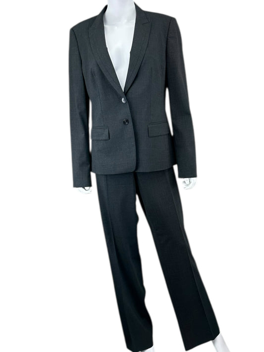 BOSS Gray Virgin Wool Pant Suit Size 10