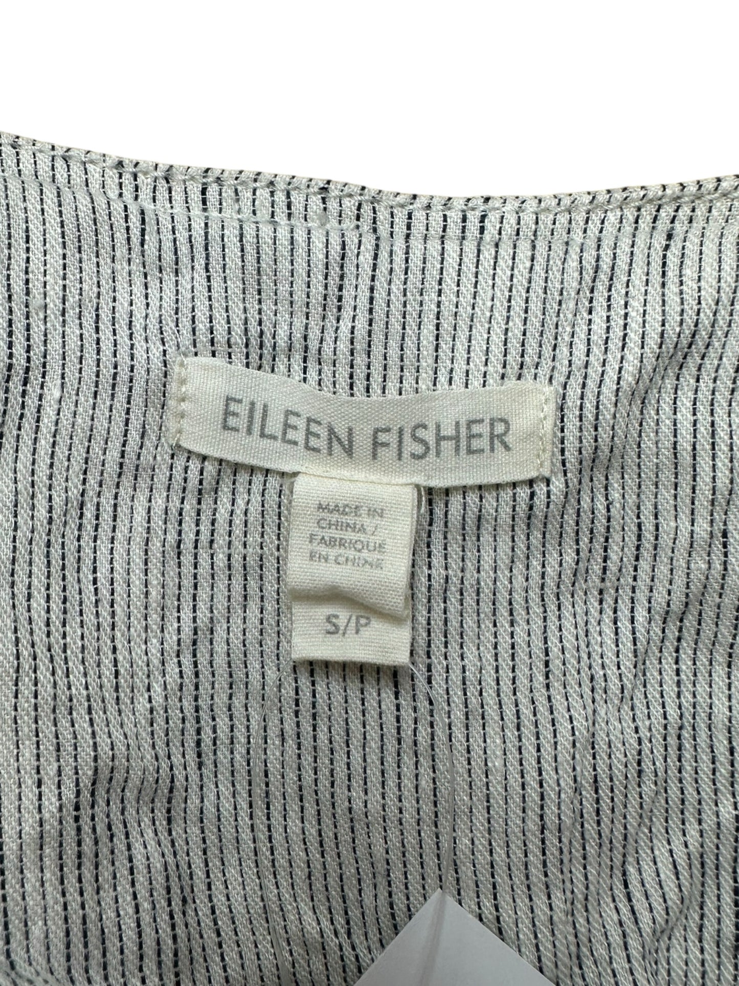 EILEEN FISHER White Striped 100% Organic Linen Dress Size S