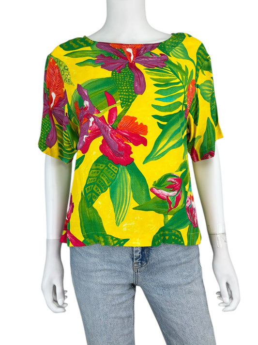 Vintge Karen Kane Tropical Floral Print Top Size 4