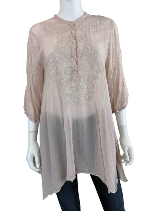 Johnny Was Blush Embroidered Tunic Size M
