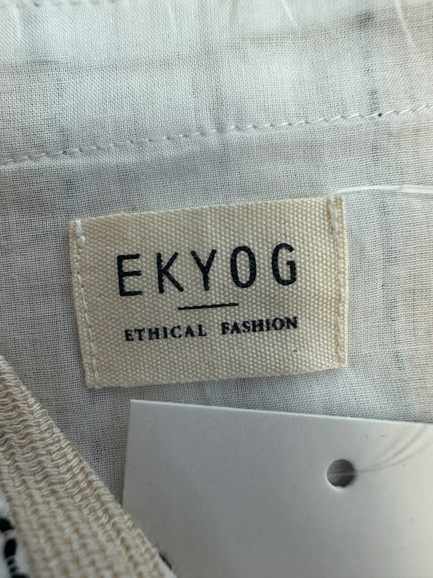 EKOYOG Beige and White Striped Maxi Dress Size 10/12