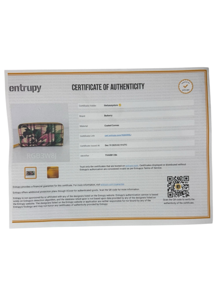 BURBERRY Peony Rose Printed Haymarket Check Continental Wallet