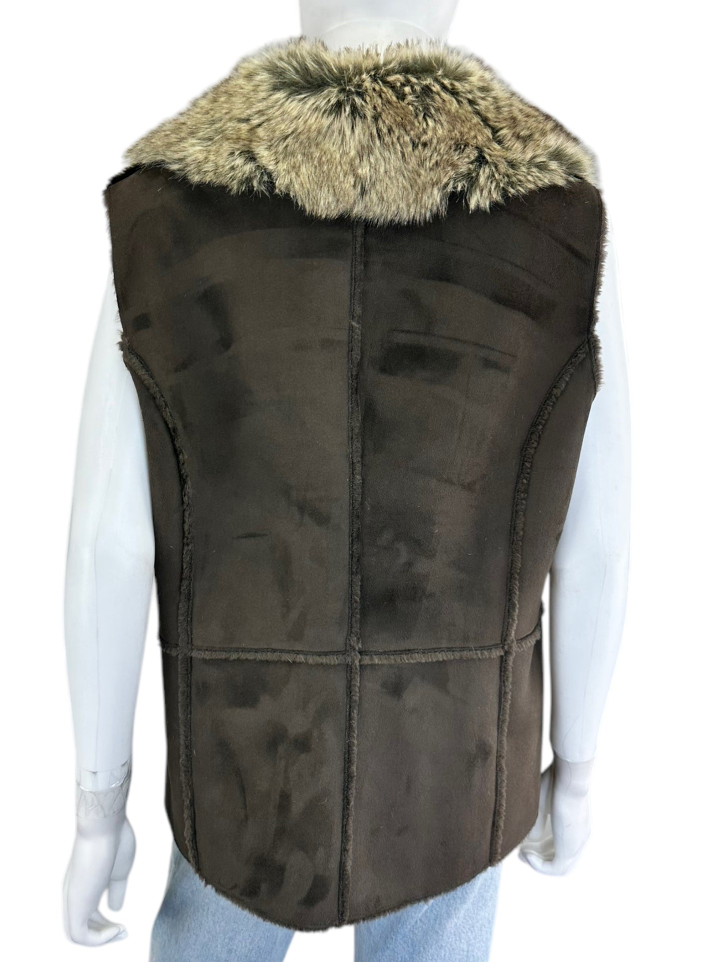 TRIBAL Brown Vegan Suede Vest Size L