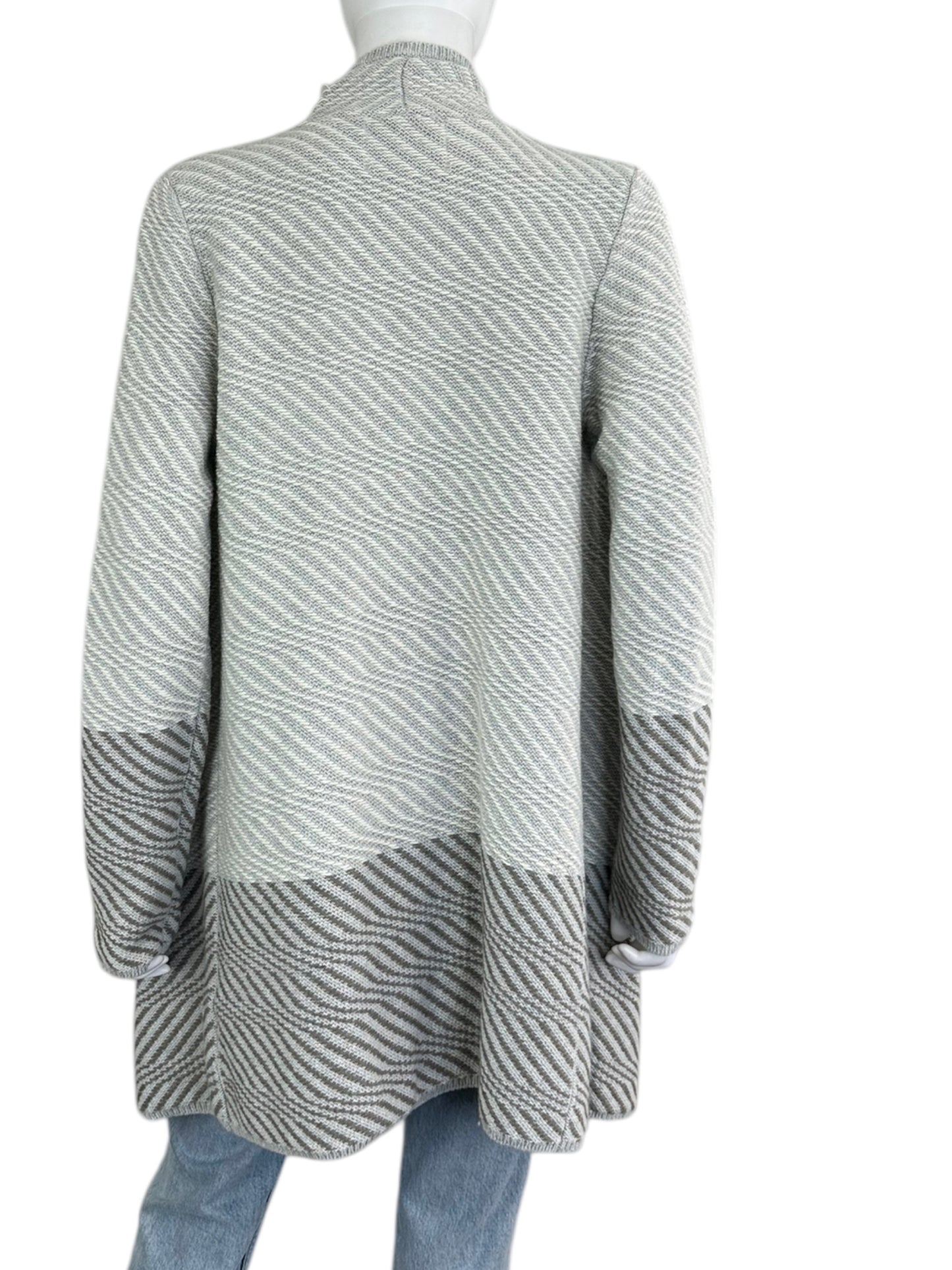 Lucky Brand NWT Grey and White Striped Knit Cardigan Size M