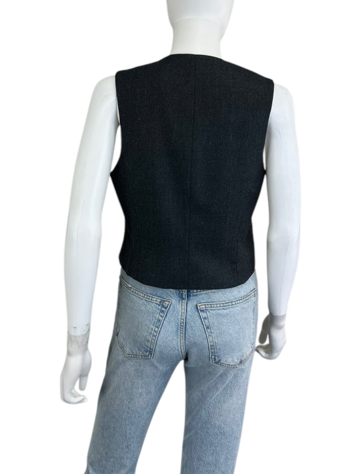LANDS' END 100% Wool Gray Vest Size 6