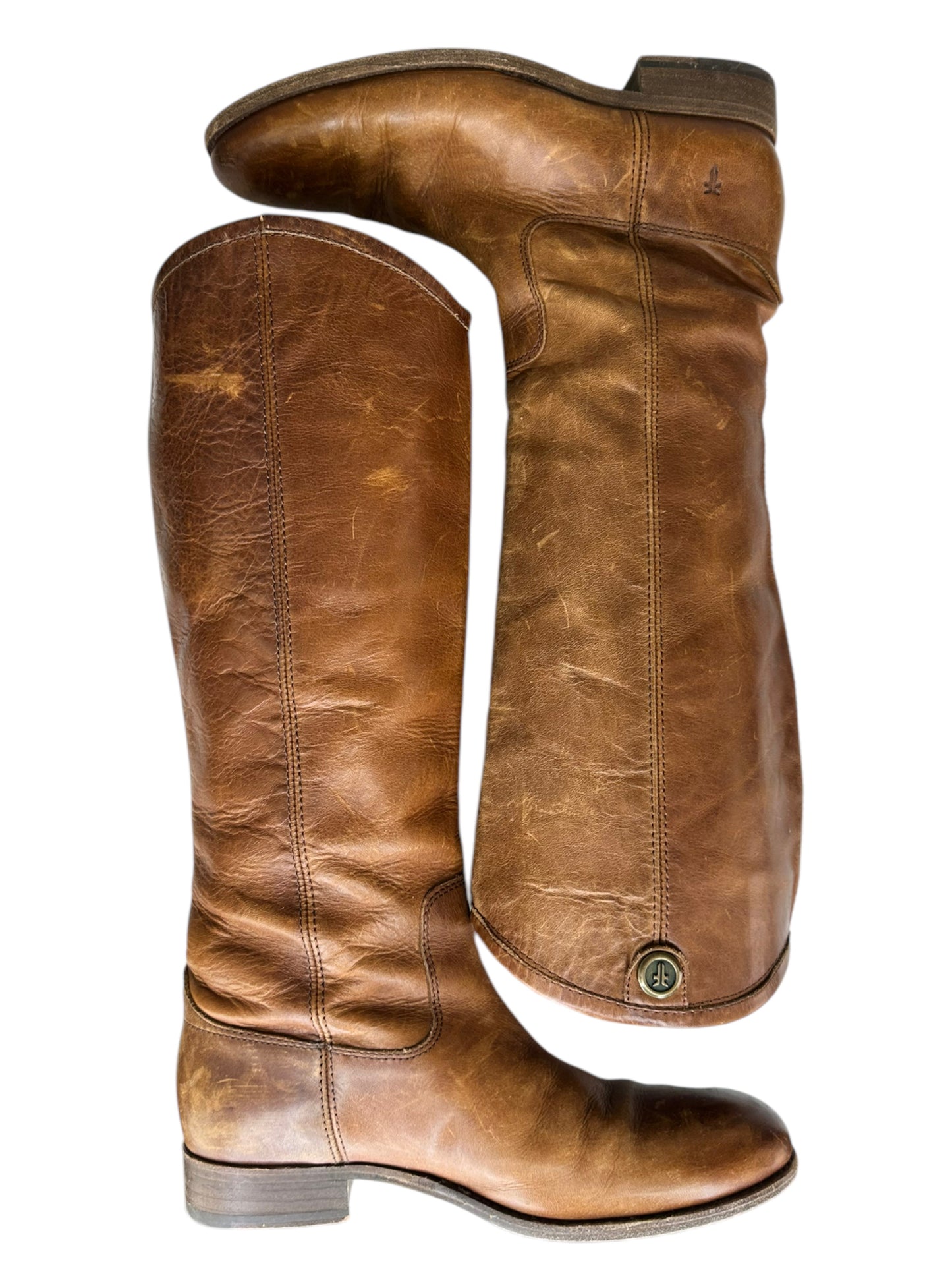 FRYE Brown Distressed Melissa Button 2 Boot Size 6