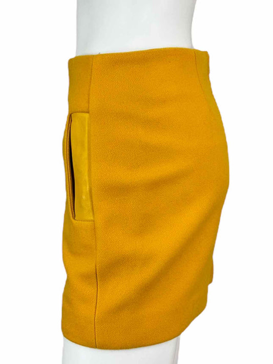 Maje Yellow Wool Mini Skirt Size S