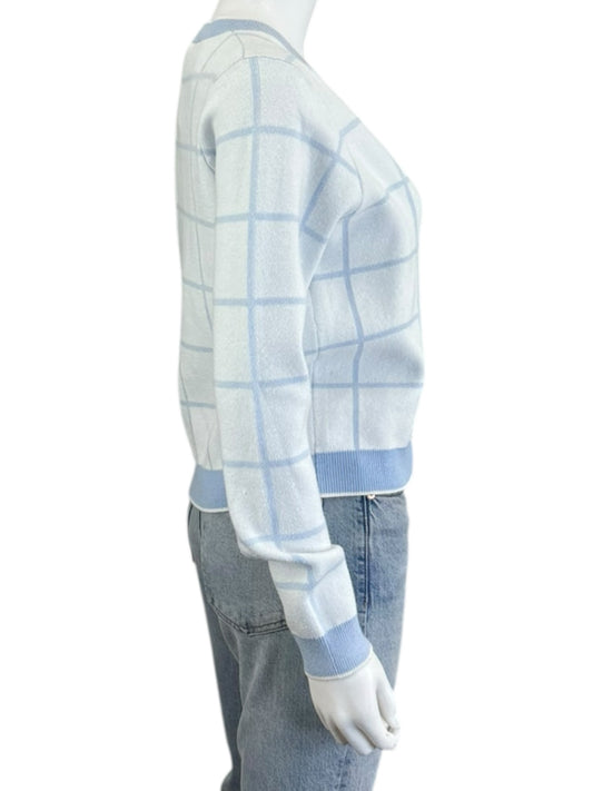 French Connection Blue Plaid Sweater Cardigan Size S