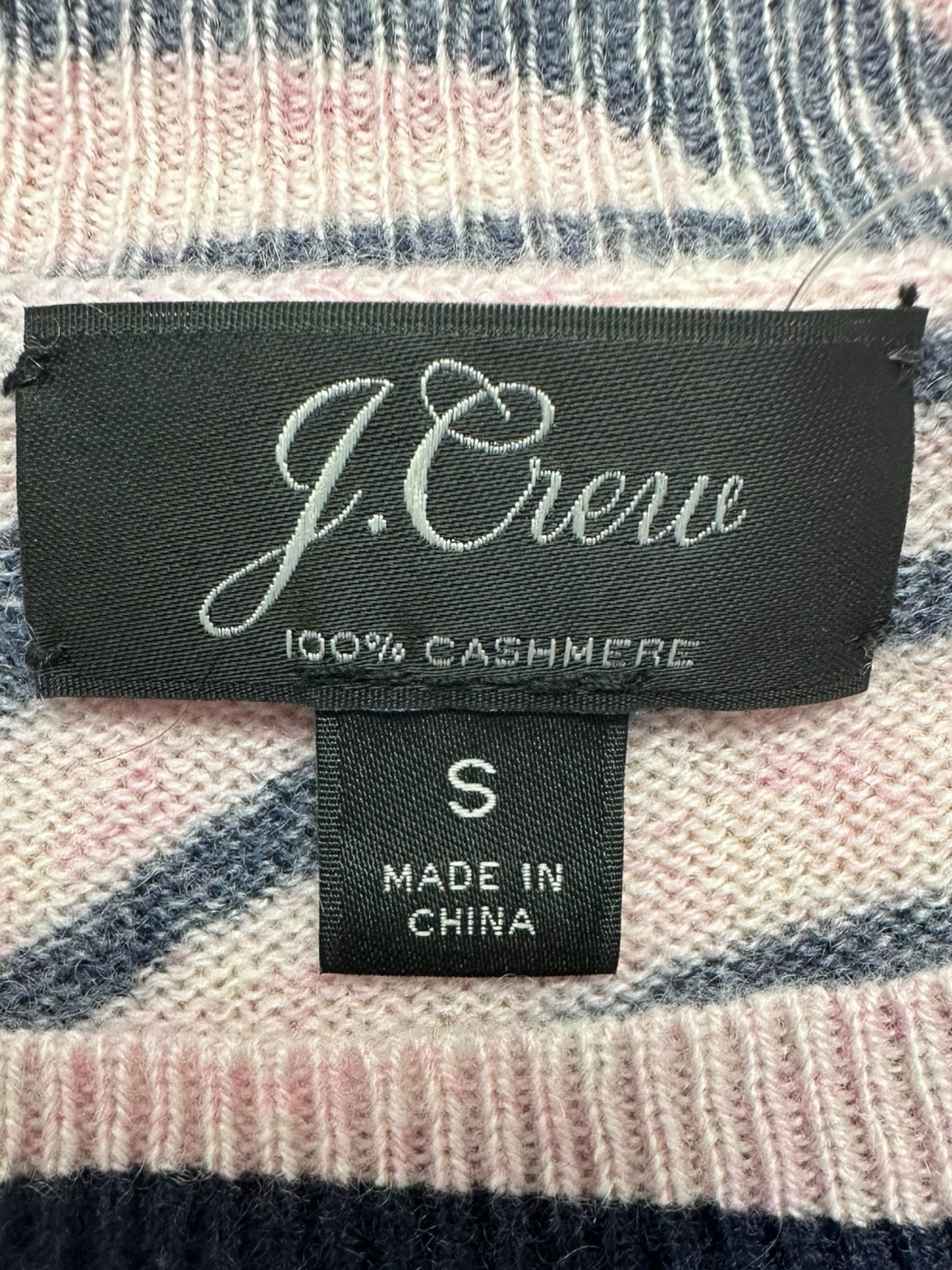 J. Crew Pink 100% Cashmere Zebra Stripe Sweater Size S