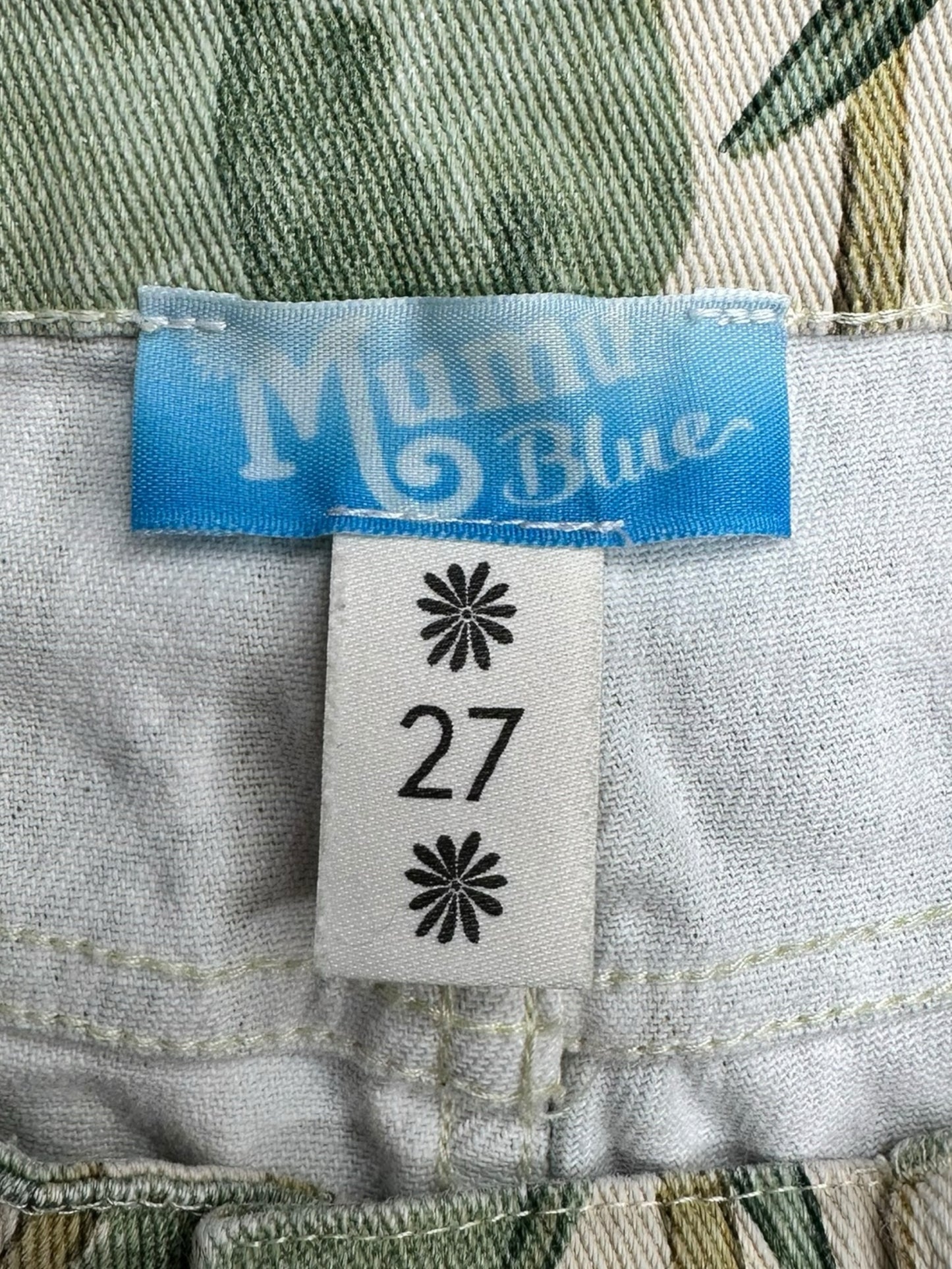 Mumu Blue Green Leaf Print Cropped Jean Size 27