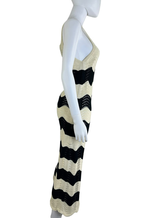 4sienna Cream and Black Crochet Maxi Dress Size M