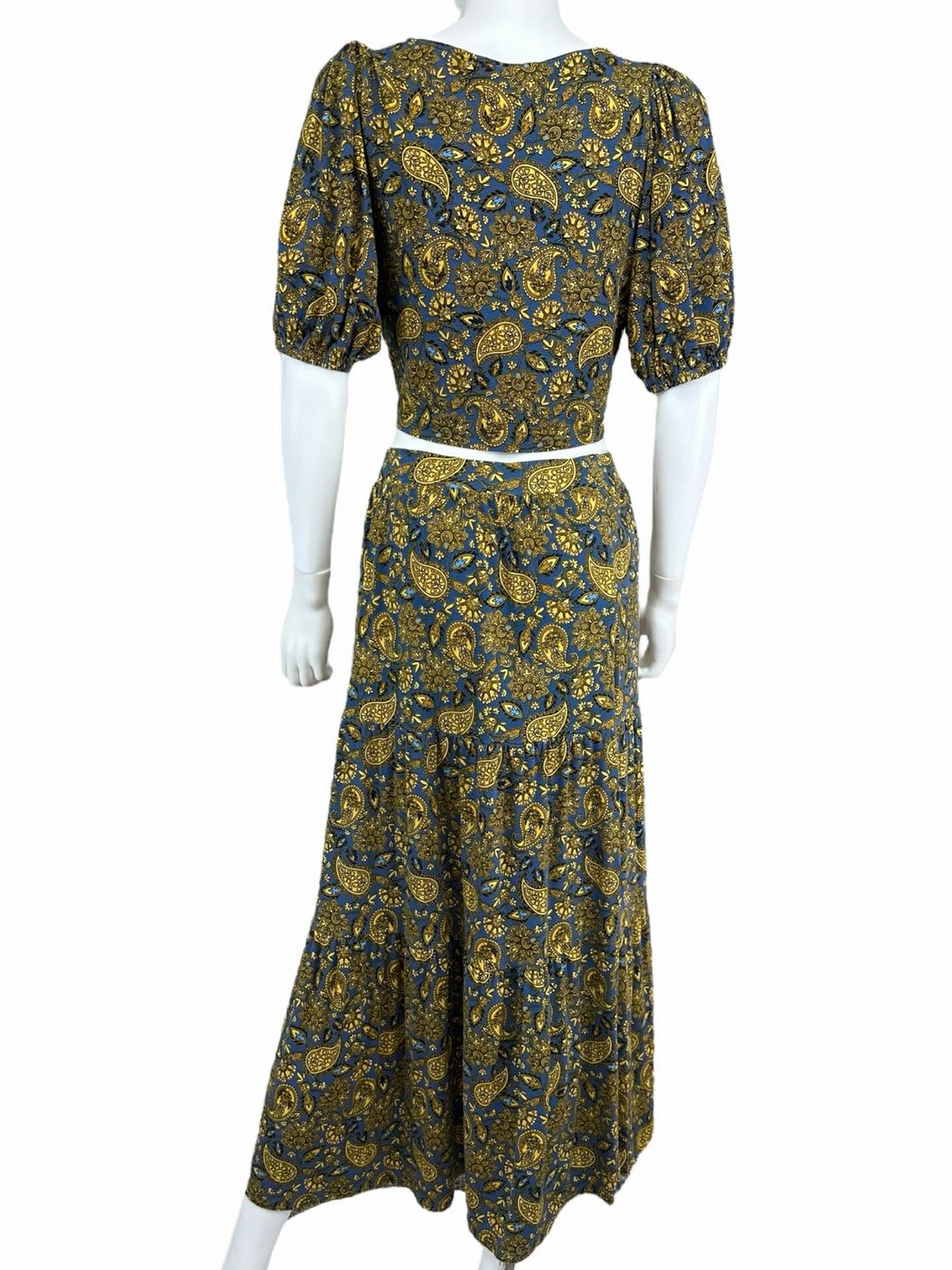 boden Blue Paisley Knot Detail Jersey Knit 2-piece Skirt Set Size 10