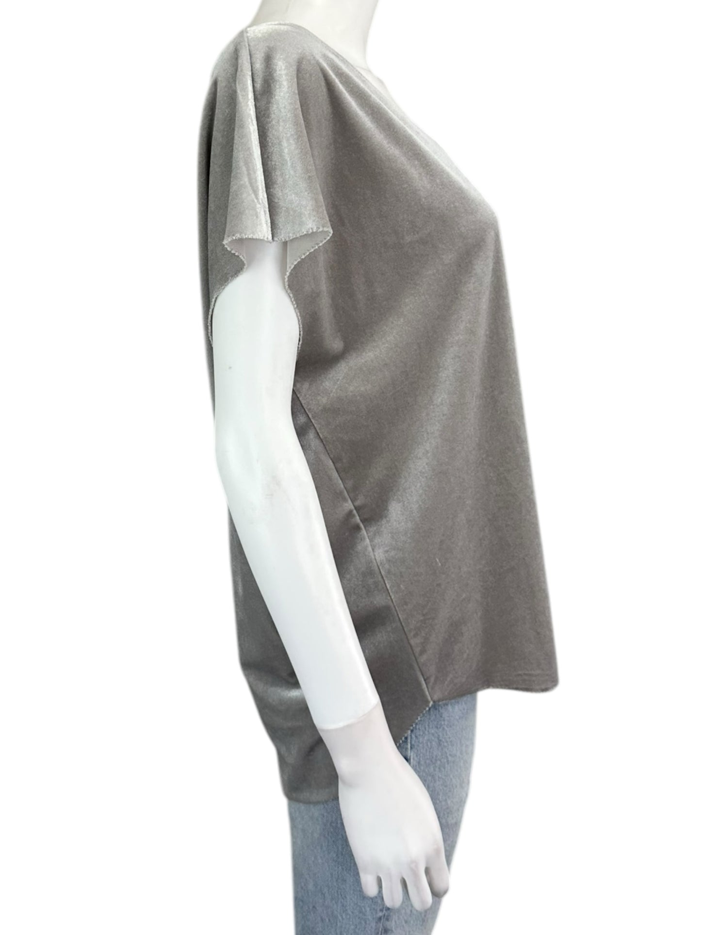 GF Collection Gray Velvet Blouse Size L