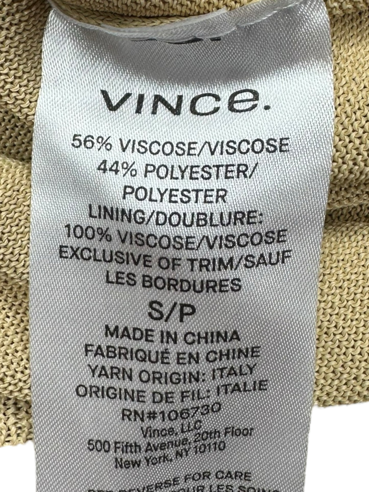 Vince Gold Pleated Midi Skirt Size S