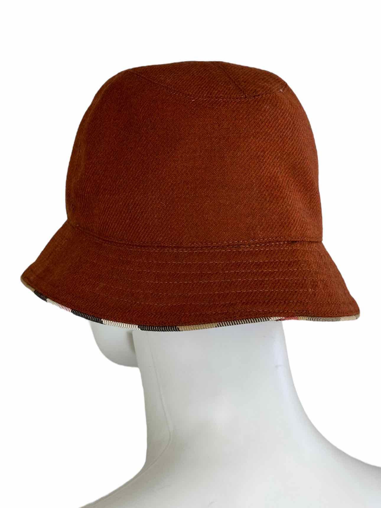 BURBERRY Burnt Orange Wool Bucket Hat Size M