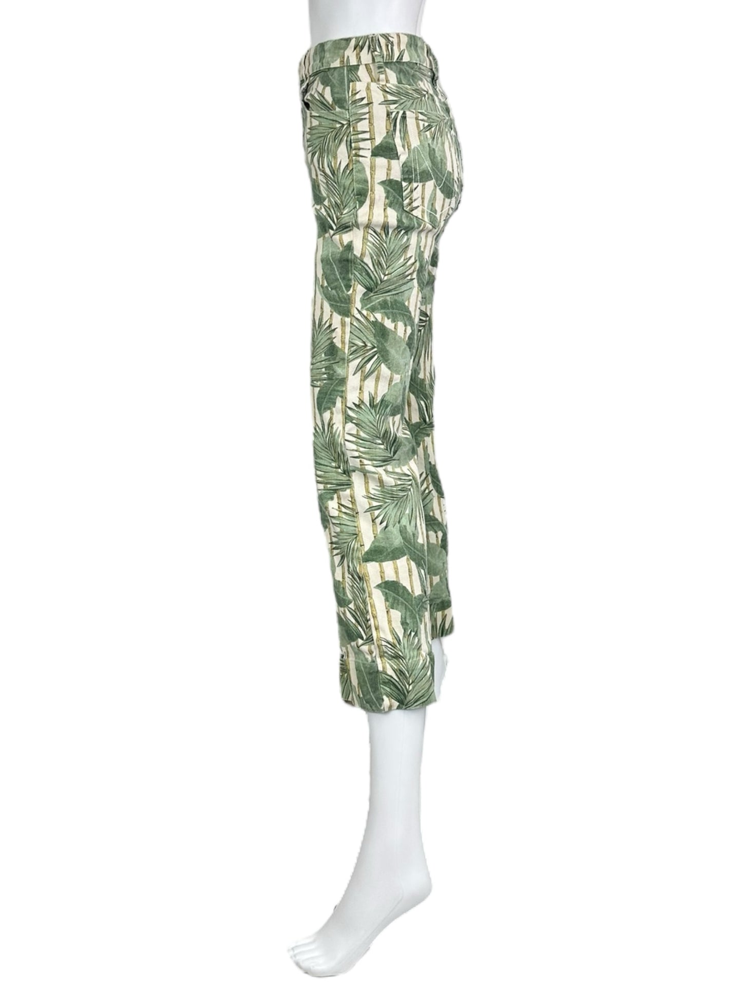 Mumu Blue Green Leaf Print Cropped Jean Size 27