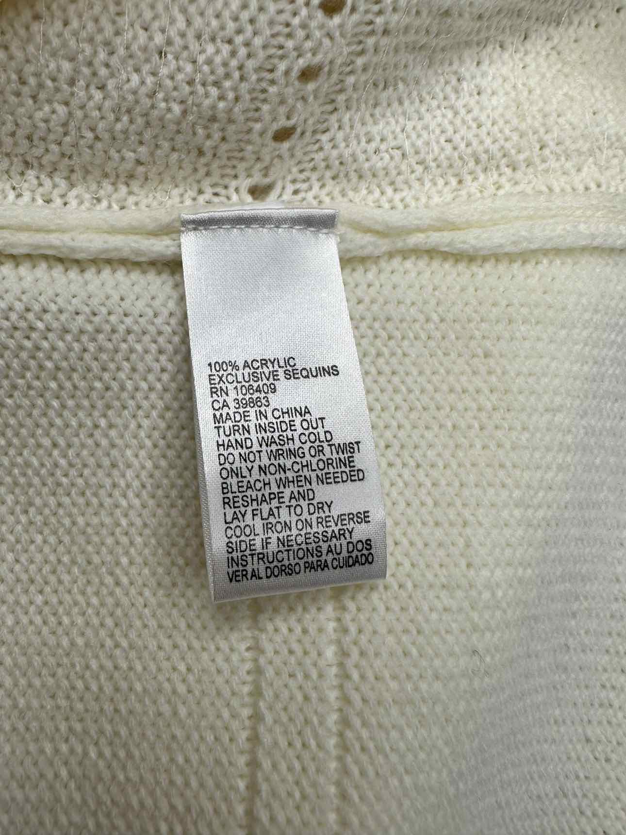 Catherine Malandrino Cream Sequined Sweater Dress Size M