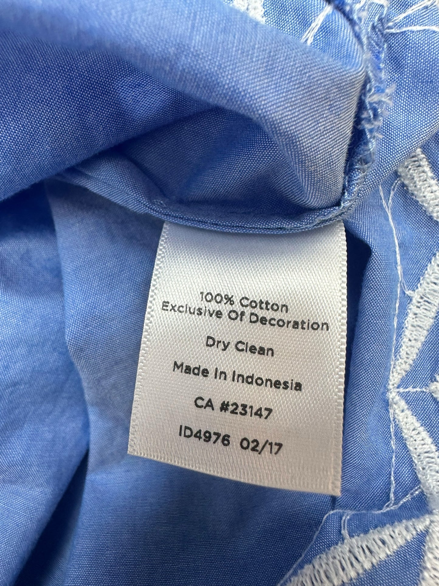 Talbots Blue 100% Cotton Blouse Size L