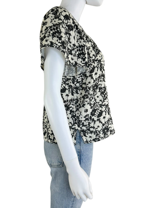 Rails Black Floral Print Magnolia Top Size XS