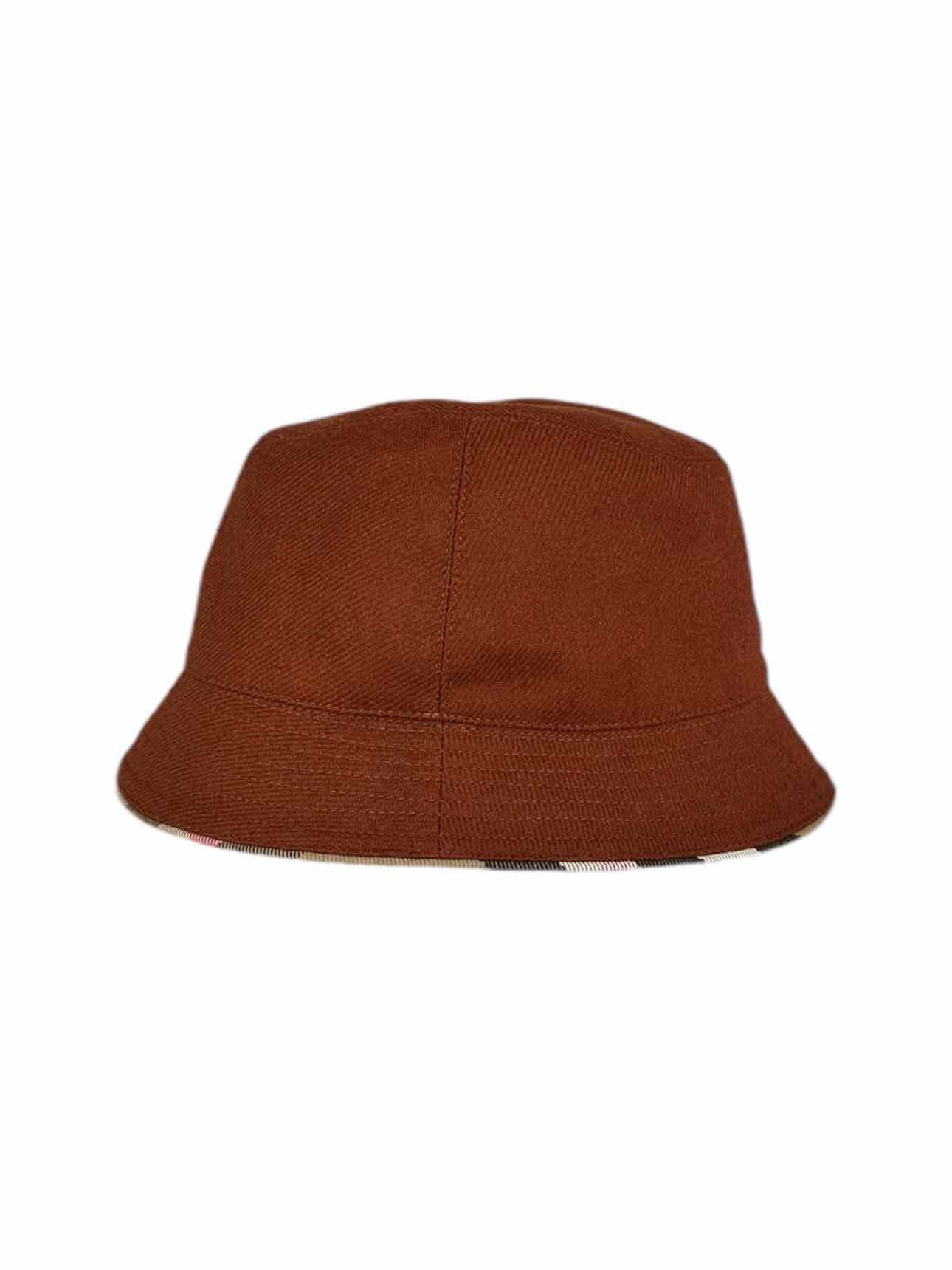 BURBERRY Burnt Orange Wool Bucket Hat Size M