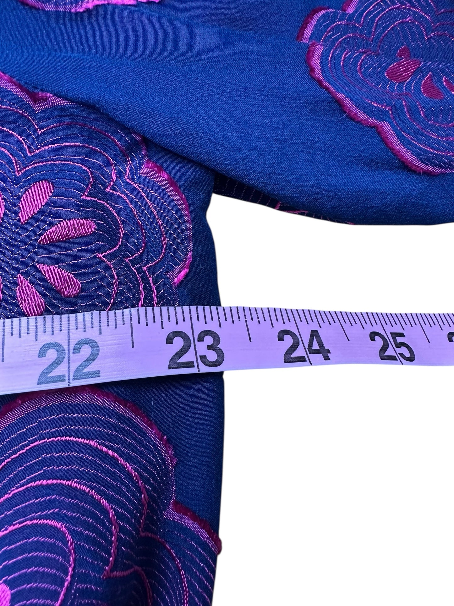 TRINA TURK Navy Floral Silk Print Blouse Size L