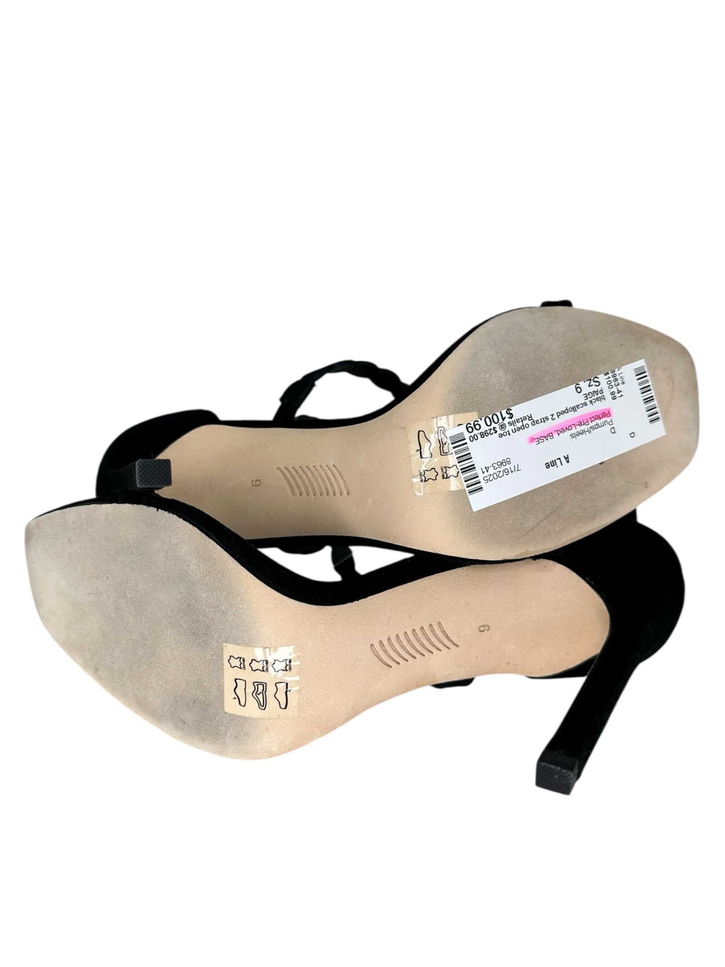 PAIGE Black Suede Scalloped Pumps Size 9