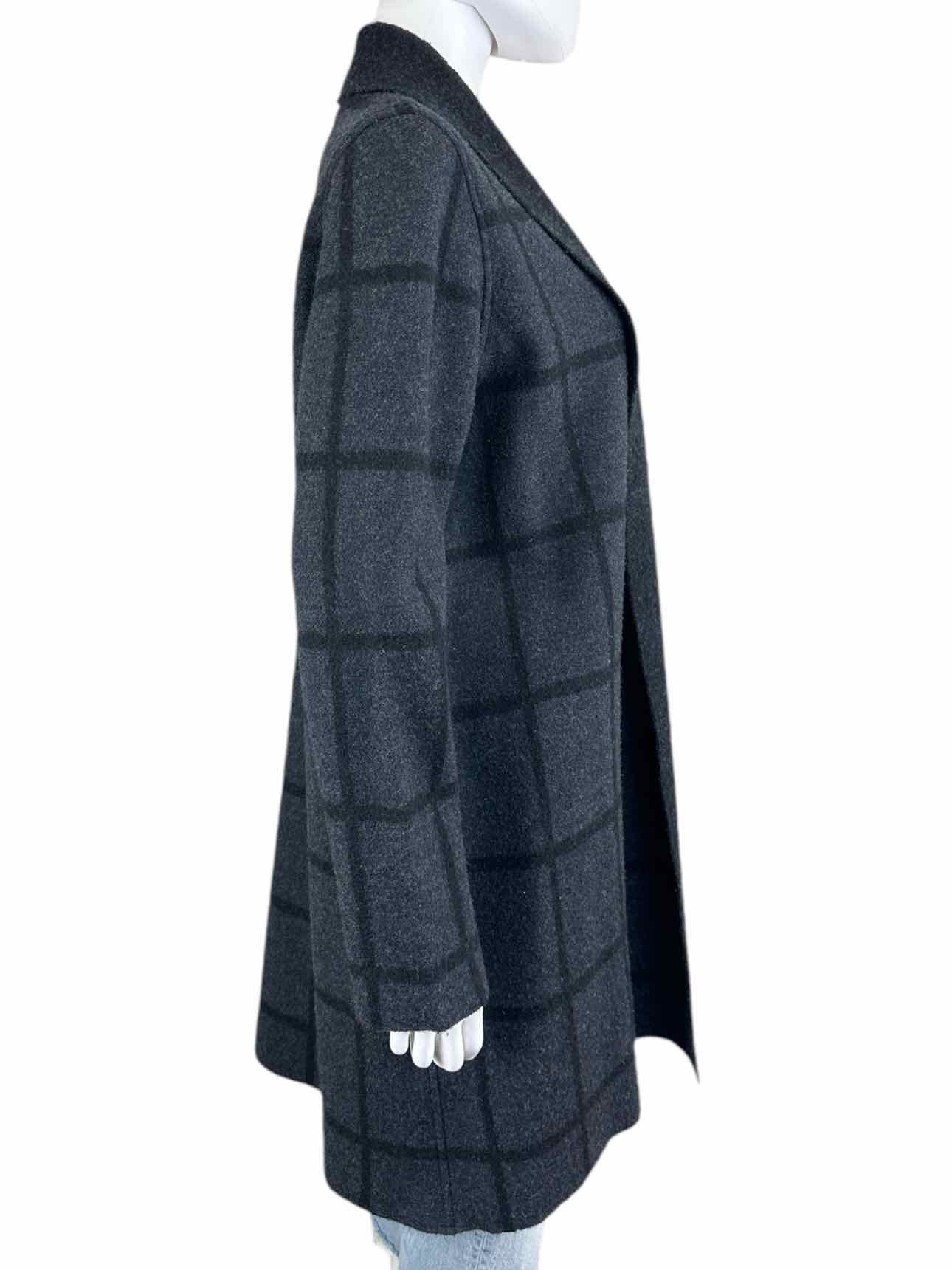 EILEEN FISHER Black Check 100% Wool Check Coat Size S
