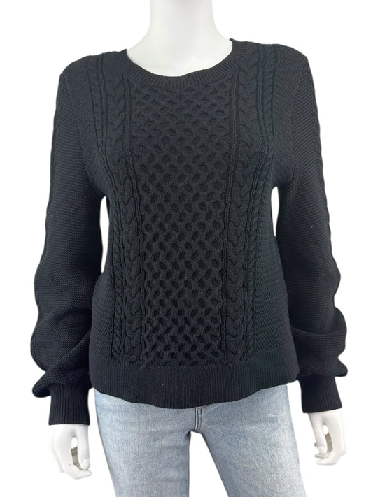LILLA P Black Cable Knit Sweater Size L