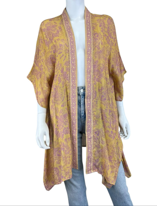 J. Jill NWT Orange and Pink Patterned Kimono Wrap Size S