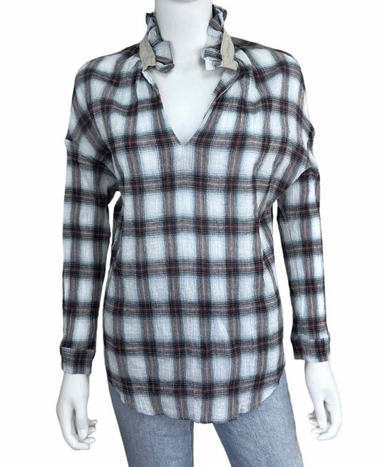 A SHIRT THING Plaid Blouse Size M