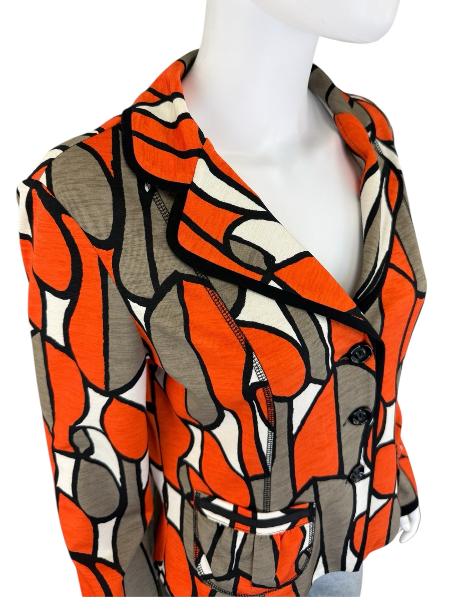 Joseph Ribkoff Orange Abstract Knit Jacket Size M