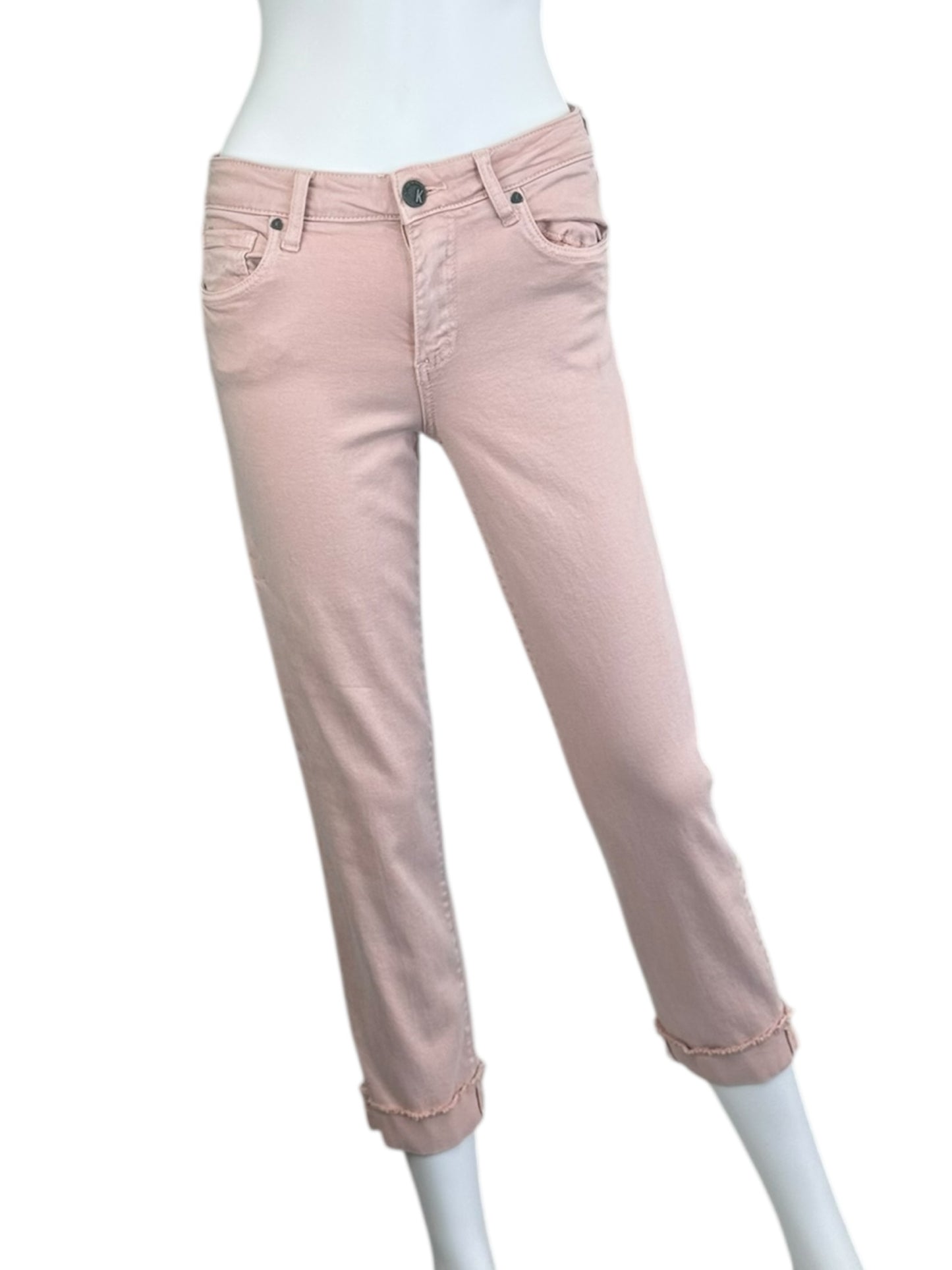 KUT from the Kloth Pink Amy Cropped Straight Leg Jeans Size 4