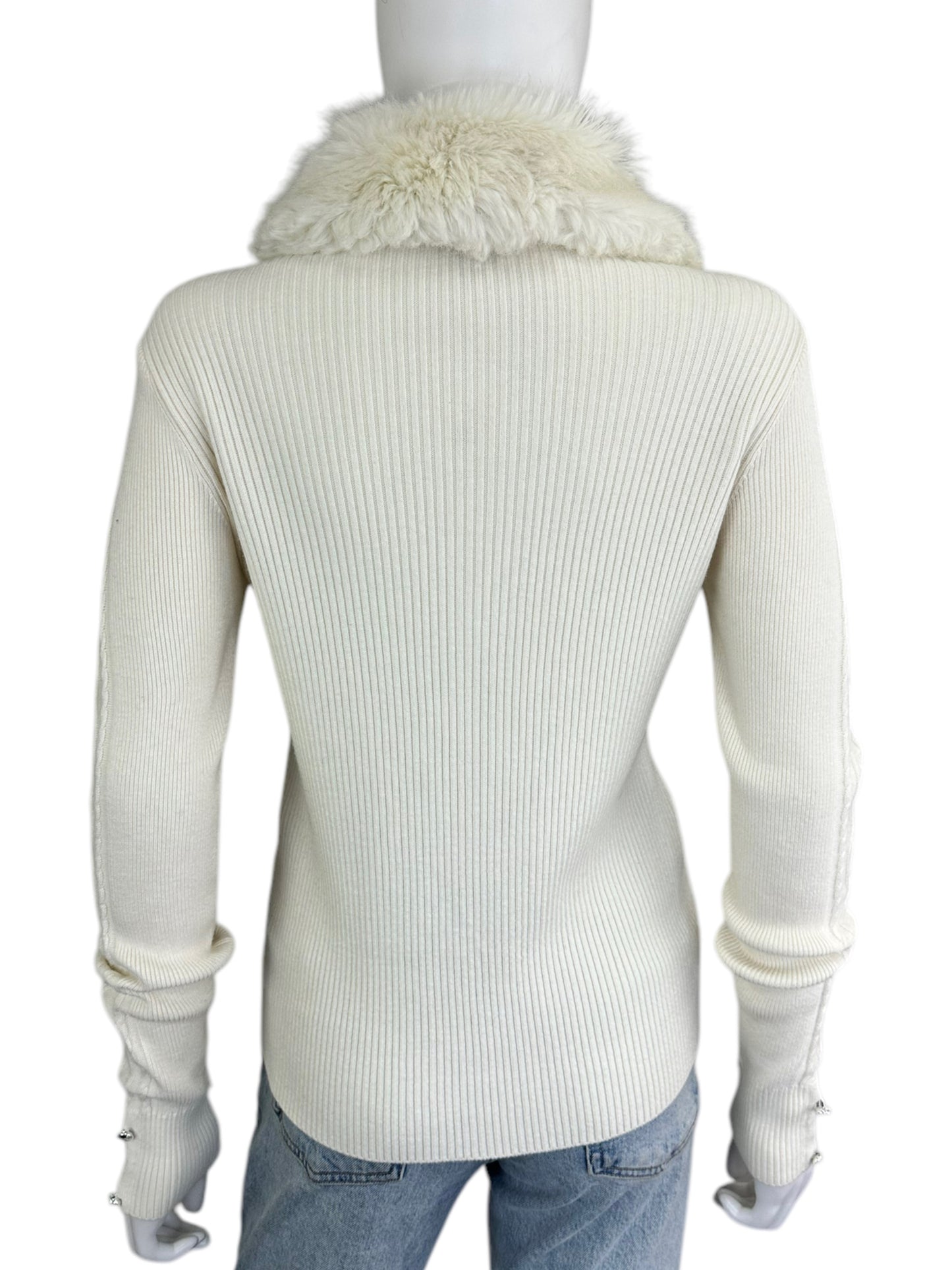 White House Black Market Cream Cable Knit Jacket Size M