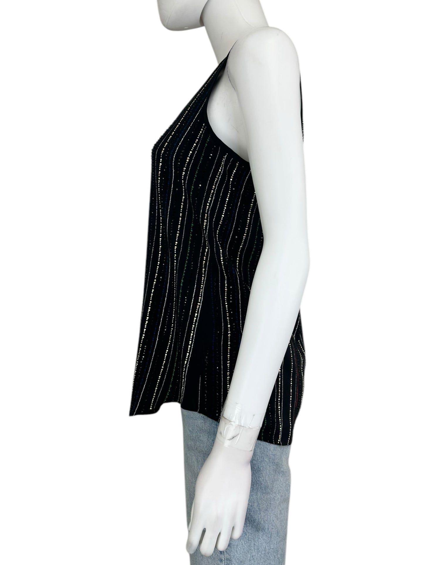 TRINA TURK Black 100% Silk Studded Tank Size S