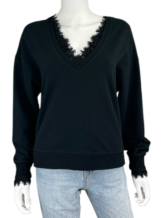 sundays Black Lace Crewneck Size M
