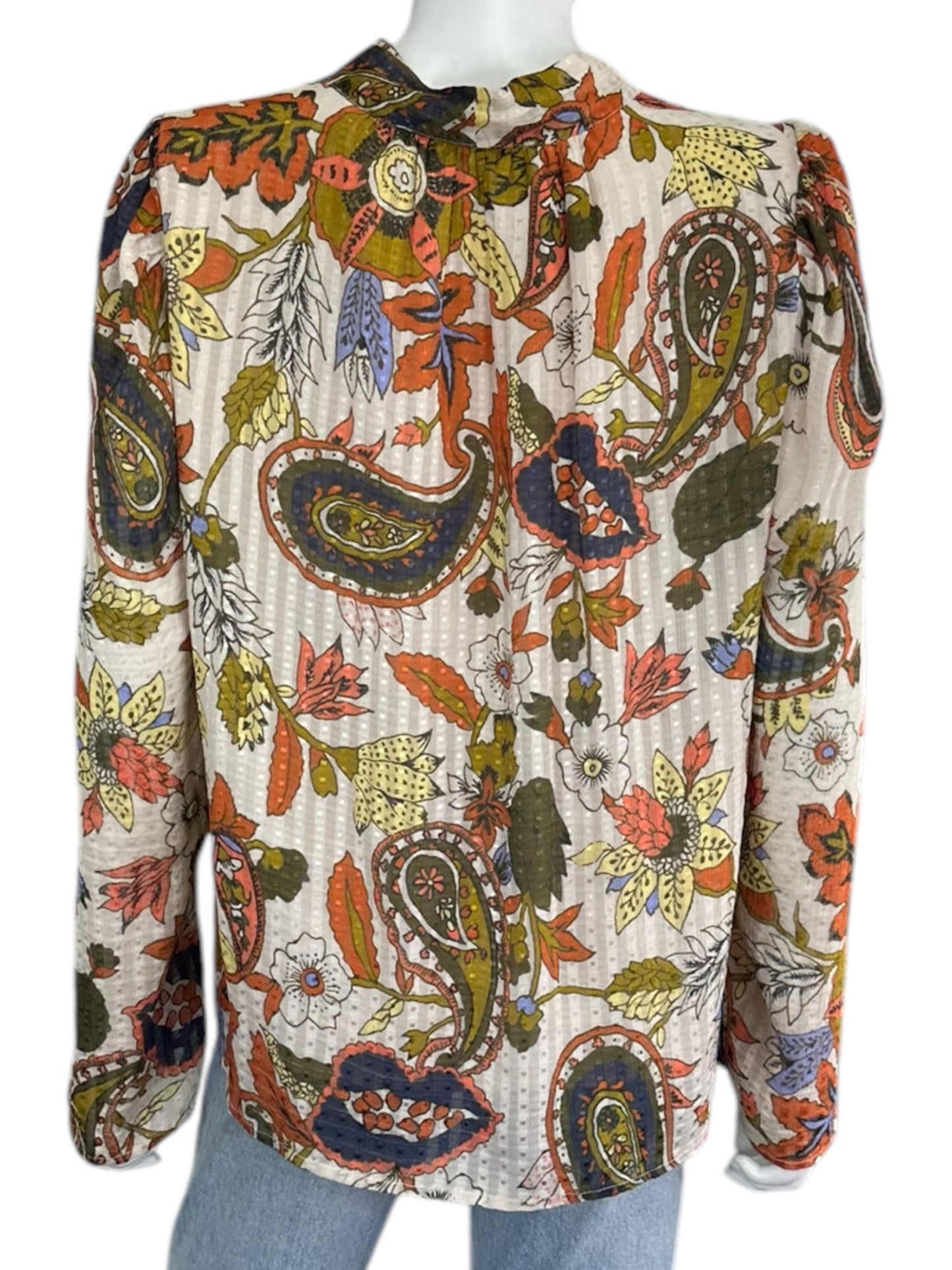 marie oliver SILK BLEND Cream Floral Blouse Size L