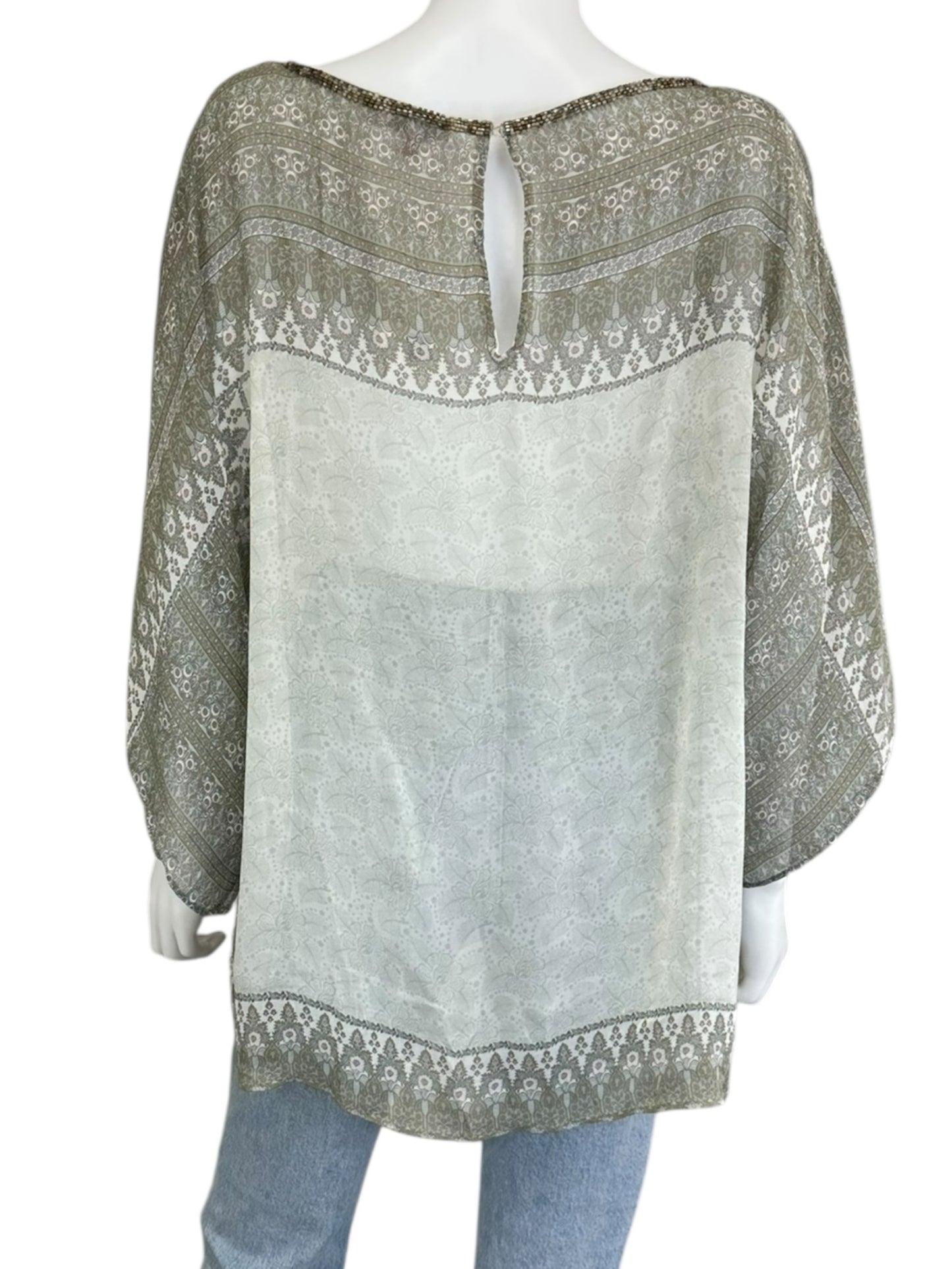 CALYPSO St. Barth 100% Silk White Blouse Size S