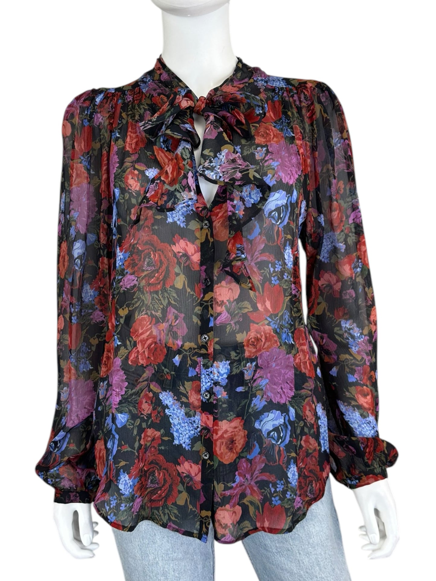 PAIGE Sheer Floral Button-Down Size S