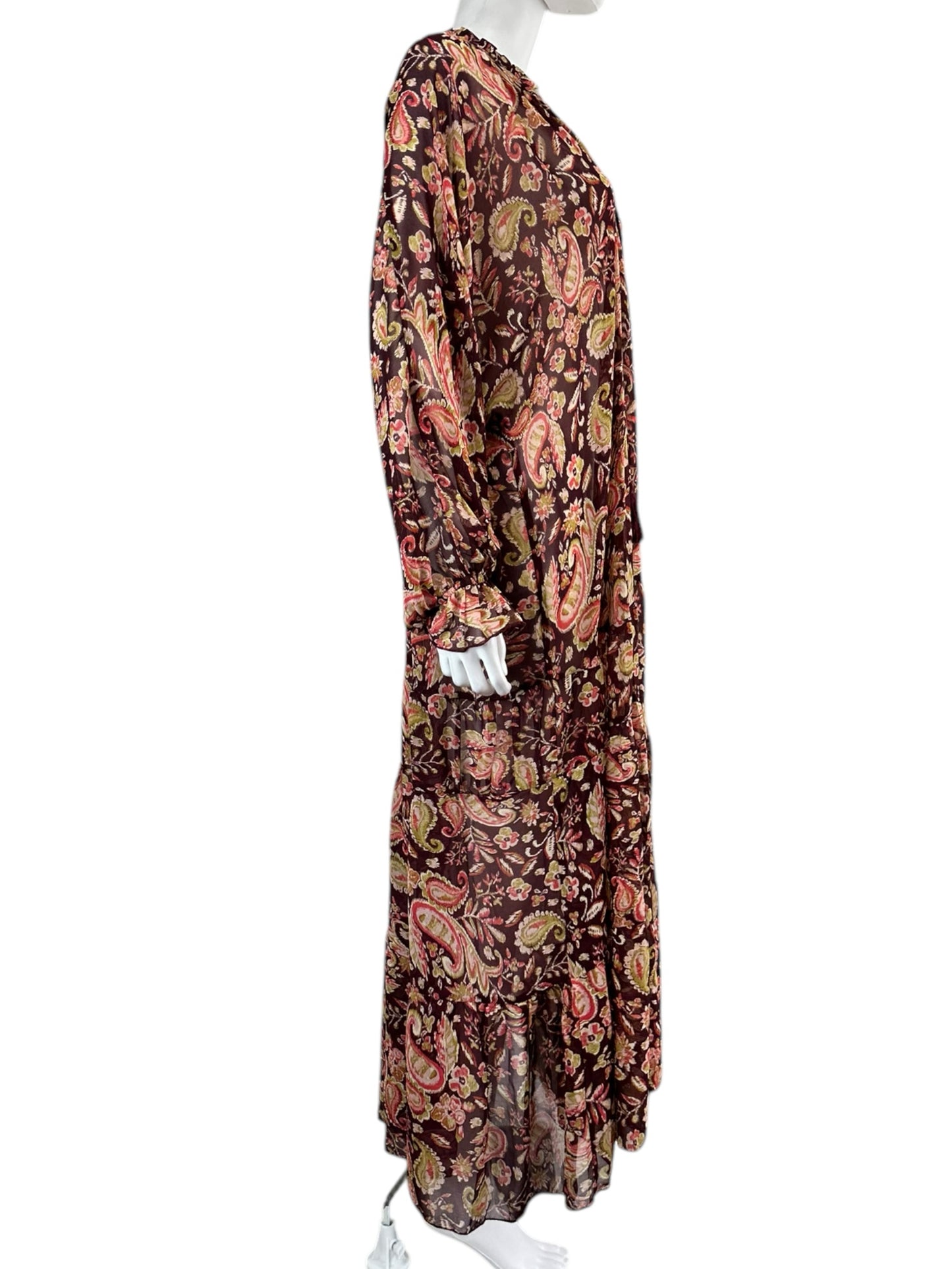 dress forum Burgundy Paisley Mesh Maxi Dress Size L